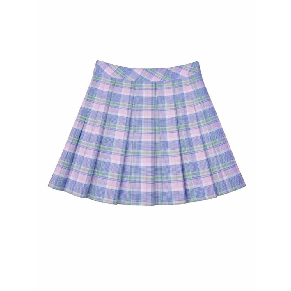 Sunday Best by Aritzia Preppy Soft Pastel Plaid Pleated A-line Mini Skirt